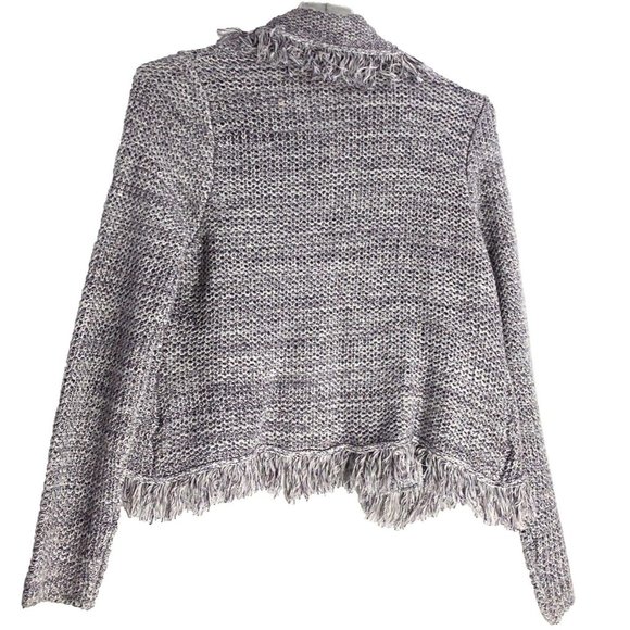 Chico's Freida Fringe Open Knit Cardigan Sweater Lavender Silver Metallic $109 - Picture 2 of 13